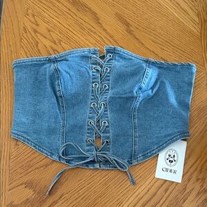 Cider Blue Lace-Up Denim Corset